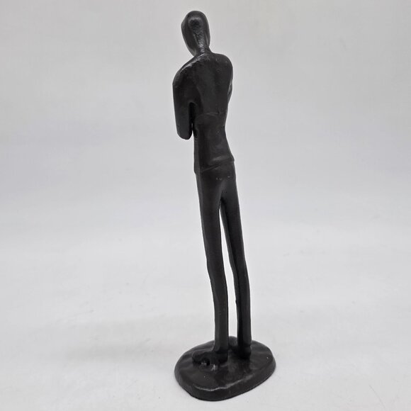 Modern Black Metal Sculpture Of Parent Father Holding Child 7.5" Tall - Picture 8 of 10